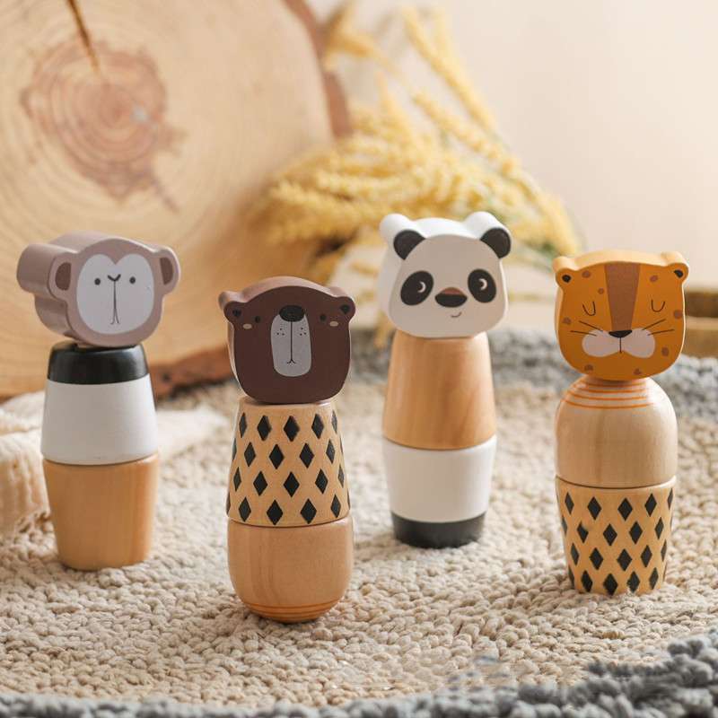 知育玩具  動物の顔のつまみ付きネジ遊び
