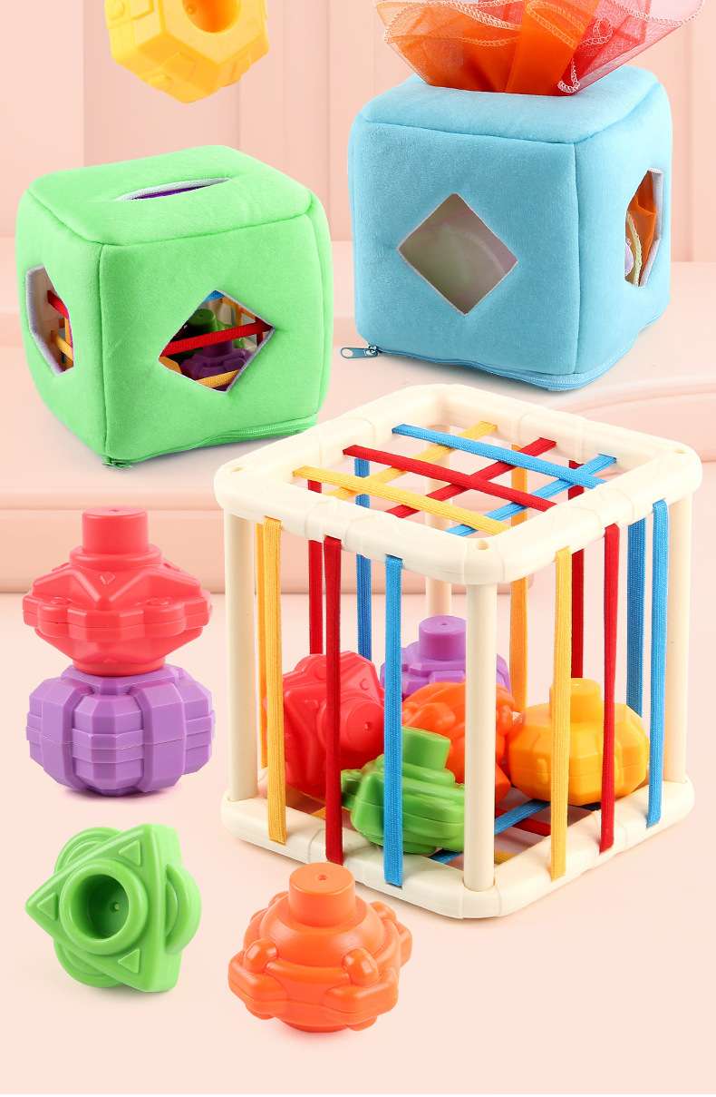 知育玩具 つながるパズルティッシュ箱
