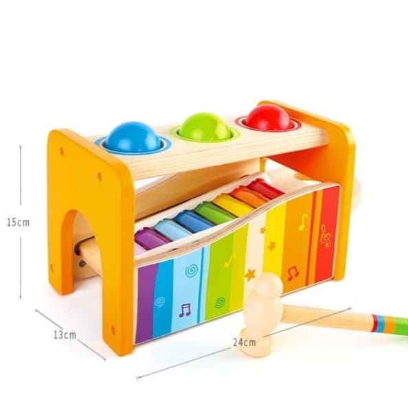 知育玩具 木製たたいてころがす音楽おもちゃ