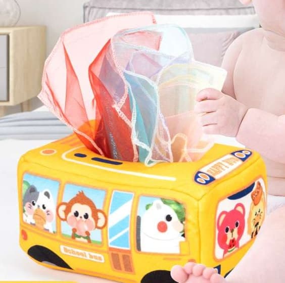 知育玩具 動物学園バス型ティッシュケース