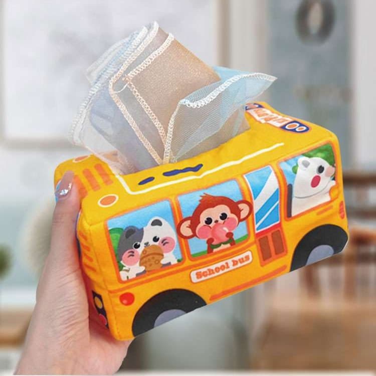 知育玩具 動物学園バス型ティッシュケース