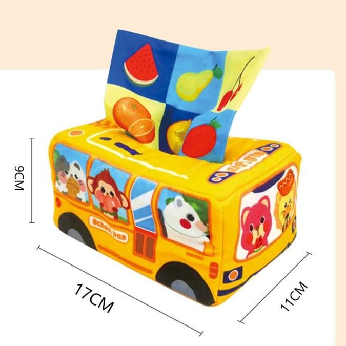 知育玩具 動物学園バス型ティッシュケース
