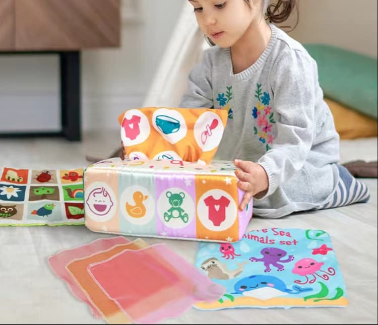 知育玩具 ティッシュ 赤ちゃん指先トレーニングティッシュ玩具