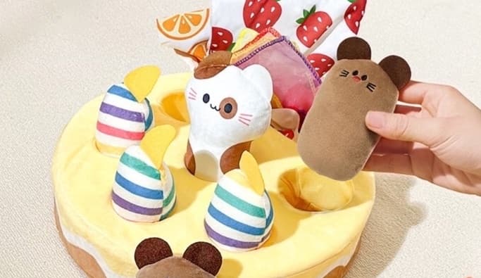 知育玩具 ティッシュ 触感いっぱい果物布パズル