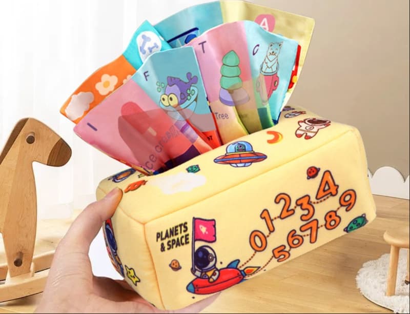 知育玩具 ティッシュ 赤ちゃん喜ぶ！布製お星様ティッシュボックス