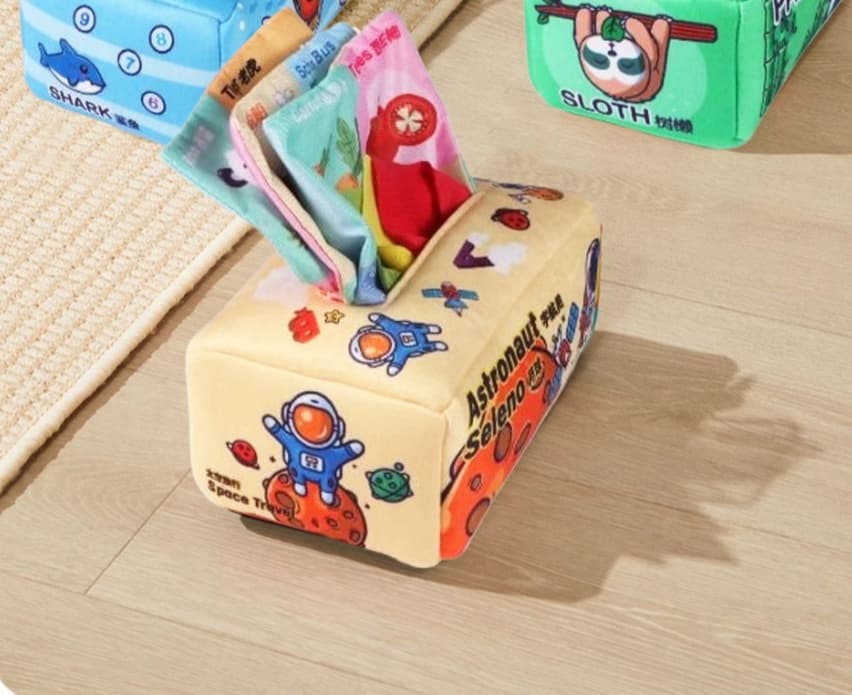 知育玩具 ティッシュ 赤ちゃん喜ぶ！布製お星様ティッシュボックス