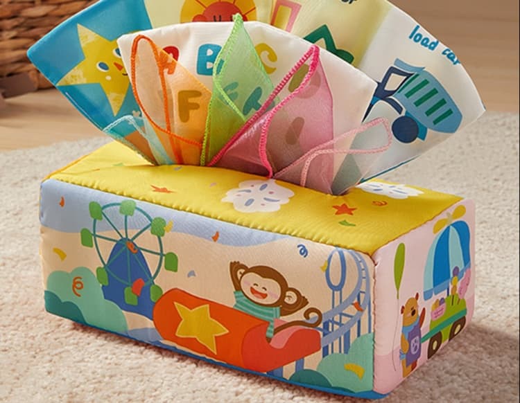 知育玩具 ティッシュ 引き出し遊び布絵本 おでかけティッシュボックス