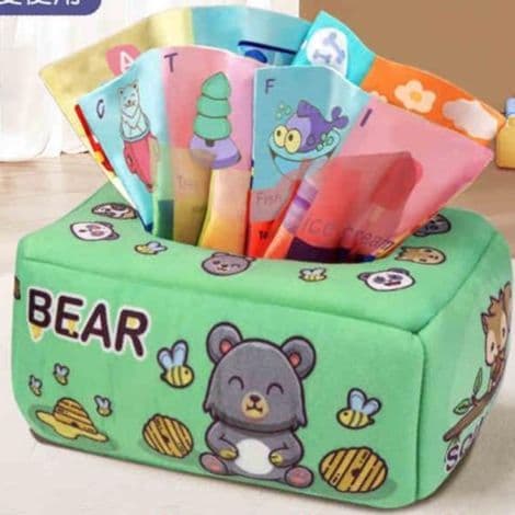 知育玩具 ふわふわ動物バスティッシュボックス