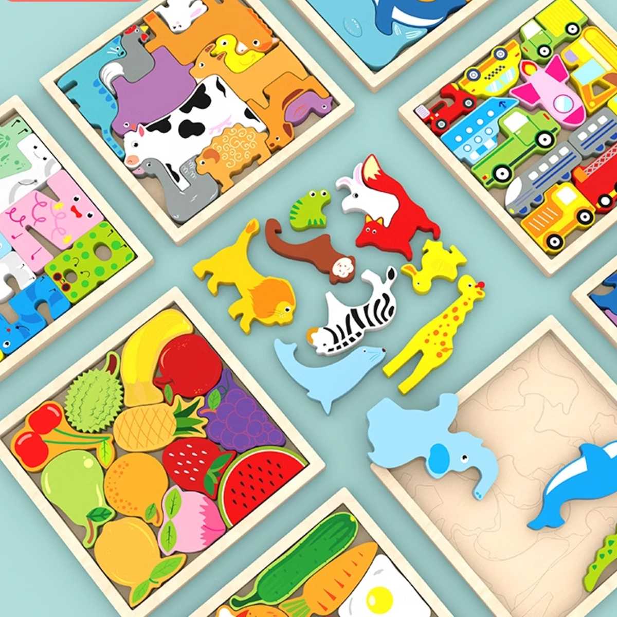 知育玩具 テーマ別木製はめこみパズル