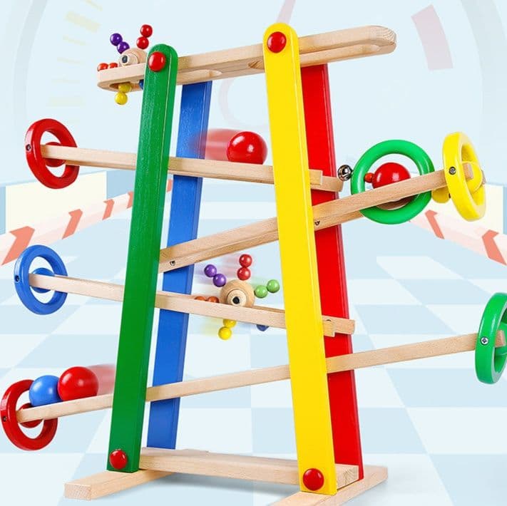 知育玩具 木製ころころスロープ転がし遊び玩具 4歳