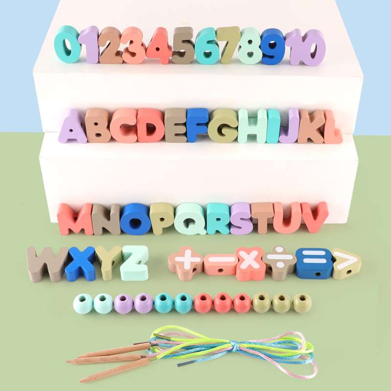 知育玩具 アルファベットと数字の木製パズル