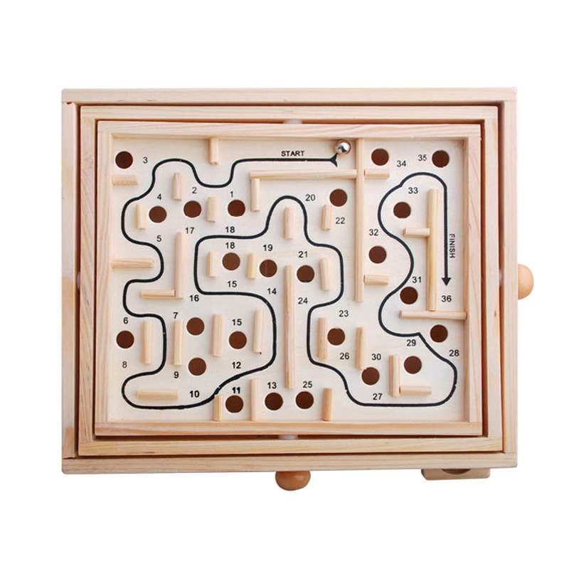 知育玩具 木製迷路ゲーム ビー玉の旅