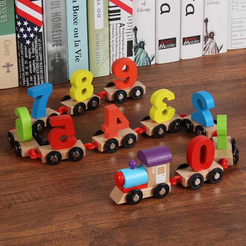 知育玩具 木製数字列車つなげて遊ぶ学習電車