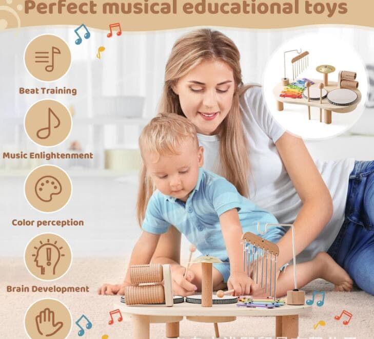 2歳からの木製音楽台 多機能楽器セット知育玩具