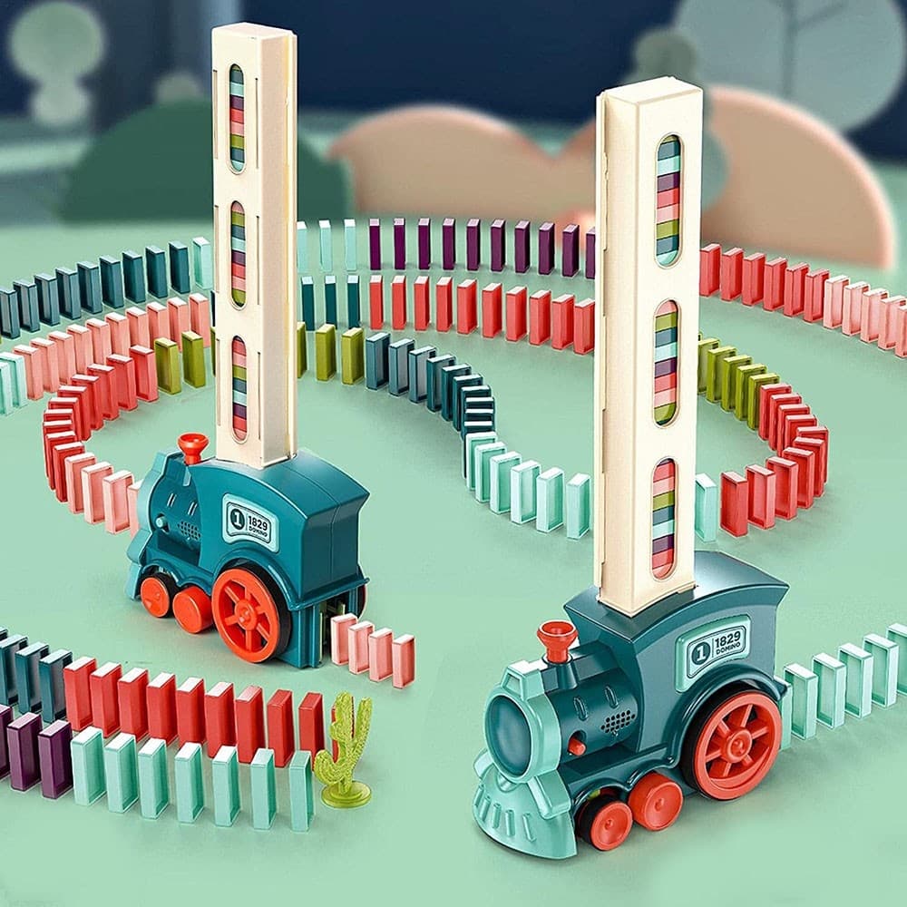 6歳から楽しめる自動ドミノ列車 60個セット知育玩具