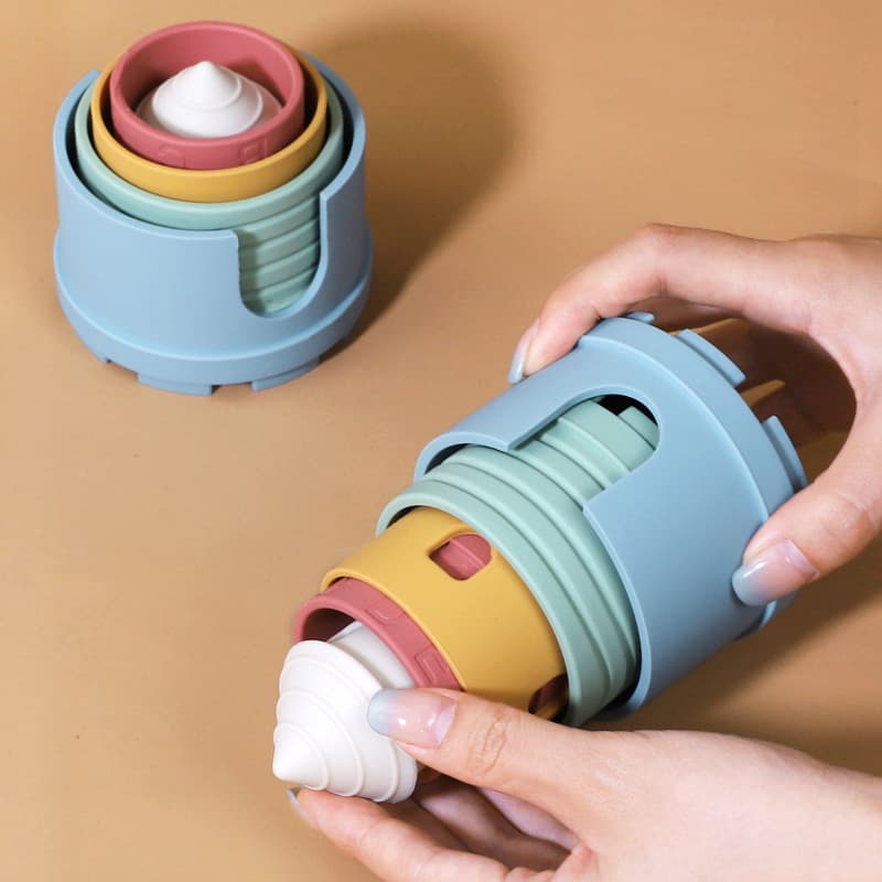 知育玩具 お城風コップ重ねと積み木の知育セット