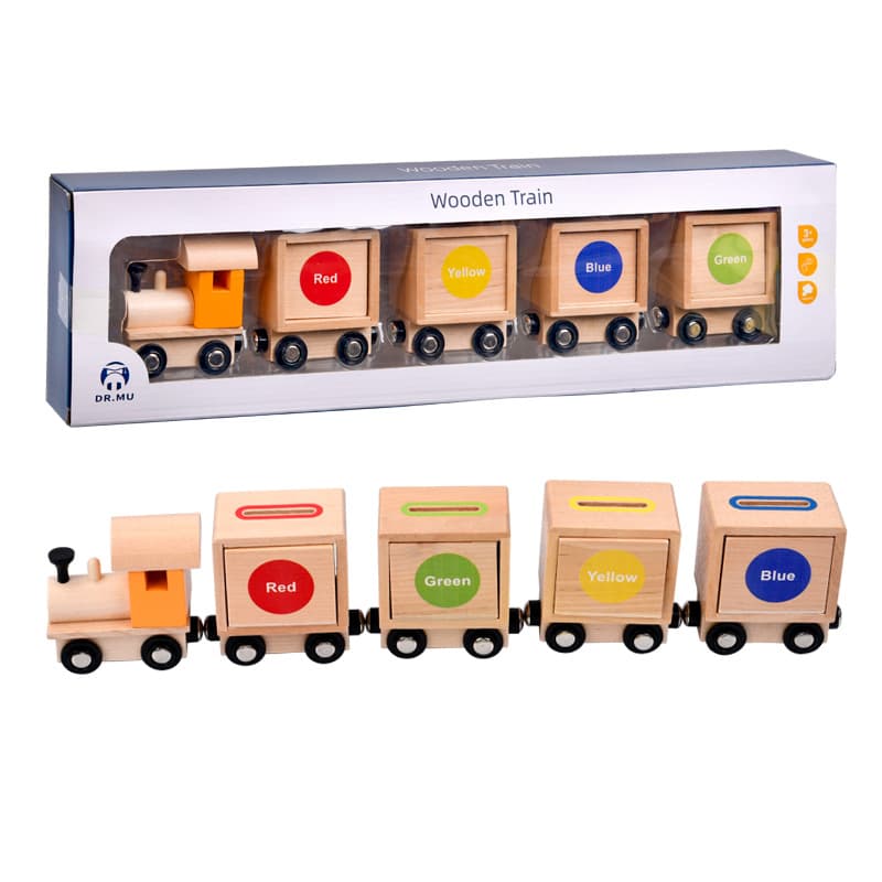 3歳からの木製電車 形合わせ知育玩具 色彩認識おもちゃ