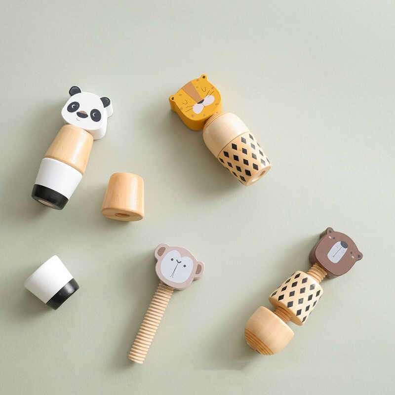 知育玩具  動物の顔のつまみ付きネジ遊び