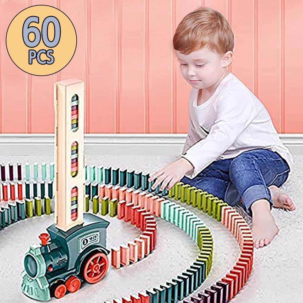 6歳から楽しめる自動ドミノ列車 60個セット知育玩具