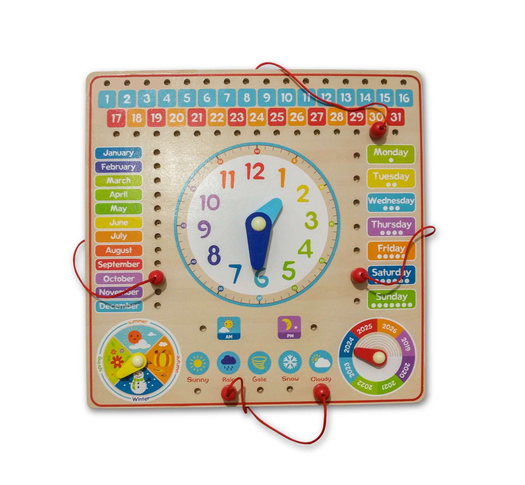 知育玩具  幼児向け木製カレンダー時計