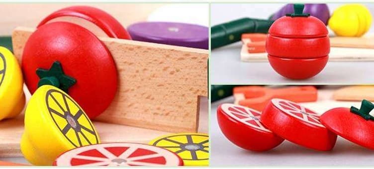知育玩具 木製の野菜と果物切り抜き遊び