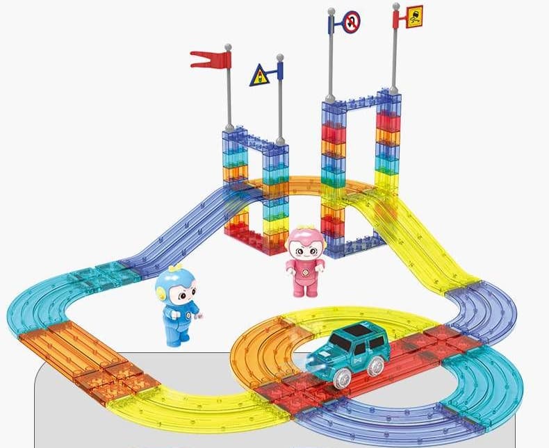 知育玩具 知育ブロック 車と線路セット