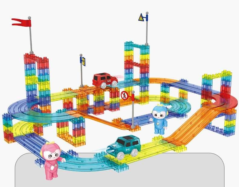知育玩具 知育ブロック 車と線路セット