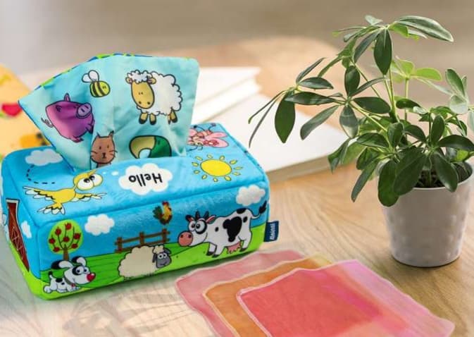 知育玩具 動物農場のお話ティッシュボックス