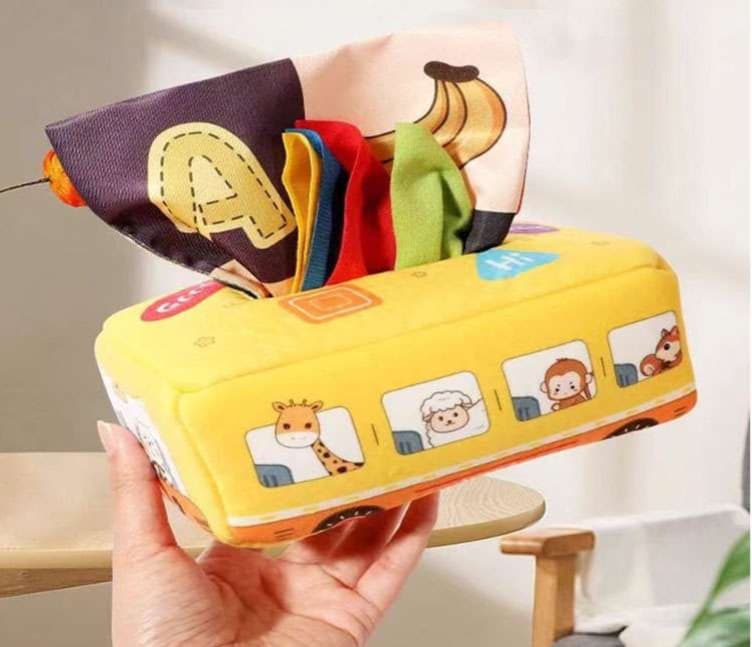 知育玩具 動物バスのお勉強ティッシュボックス