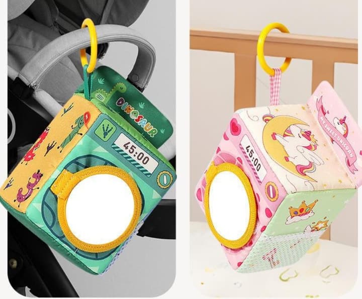 知育玩具 ティッシュ 赤ちゃん用ミラーキューブおでかけおもちゃ