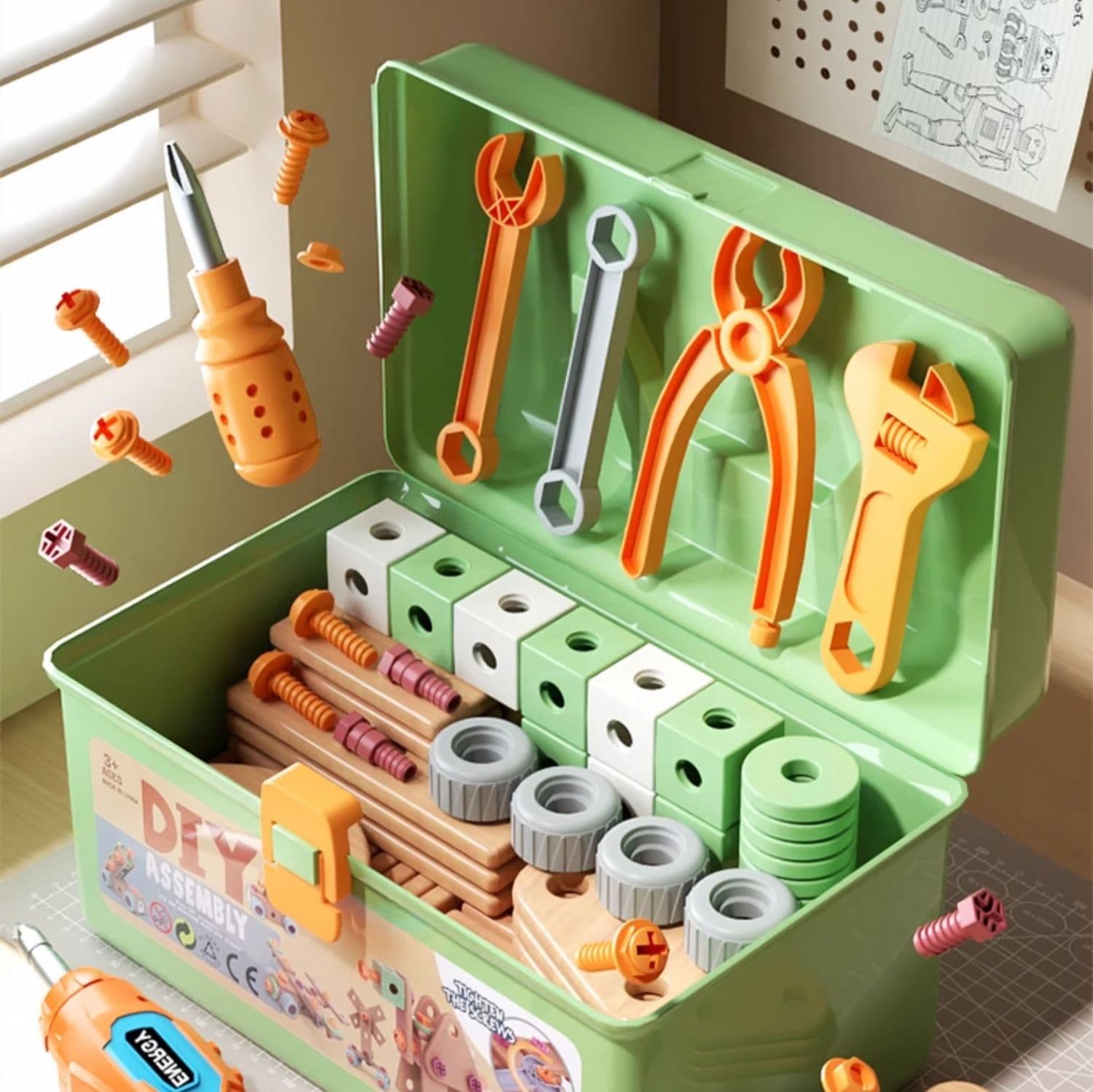 知育玩具 工具箱ネジ組み立て知育セット