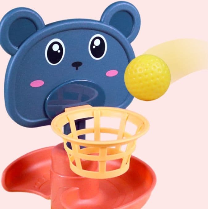 知育玩具 くまさん顔付き多層式玉ころがしタワー
