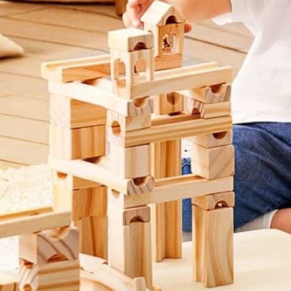 知育玩具 小積木大想像 木製ピタゴラス装置組み立てセット