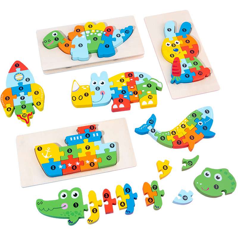 知育玩具 動物パズルブロック数字あそび