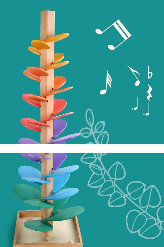 木製ビー玉転がし虹色音楽樹 知育玩具
