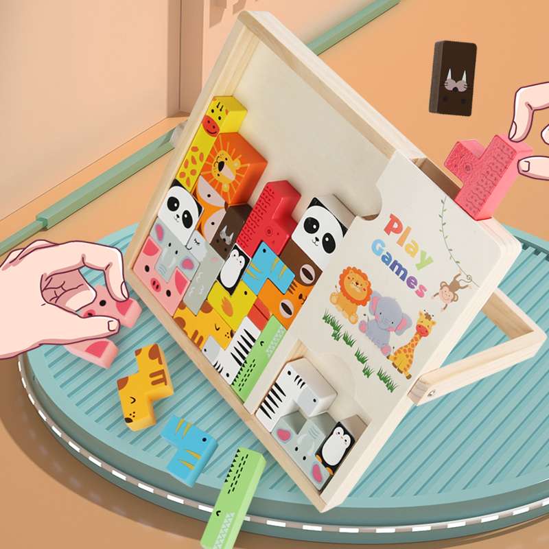 知育玩具 動物パズルブロック積み木