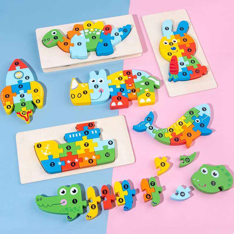 知育玩具 動物パズルブロック数字あそび